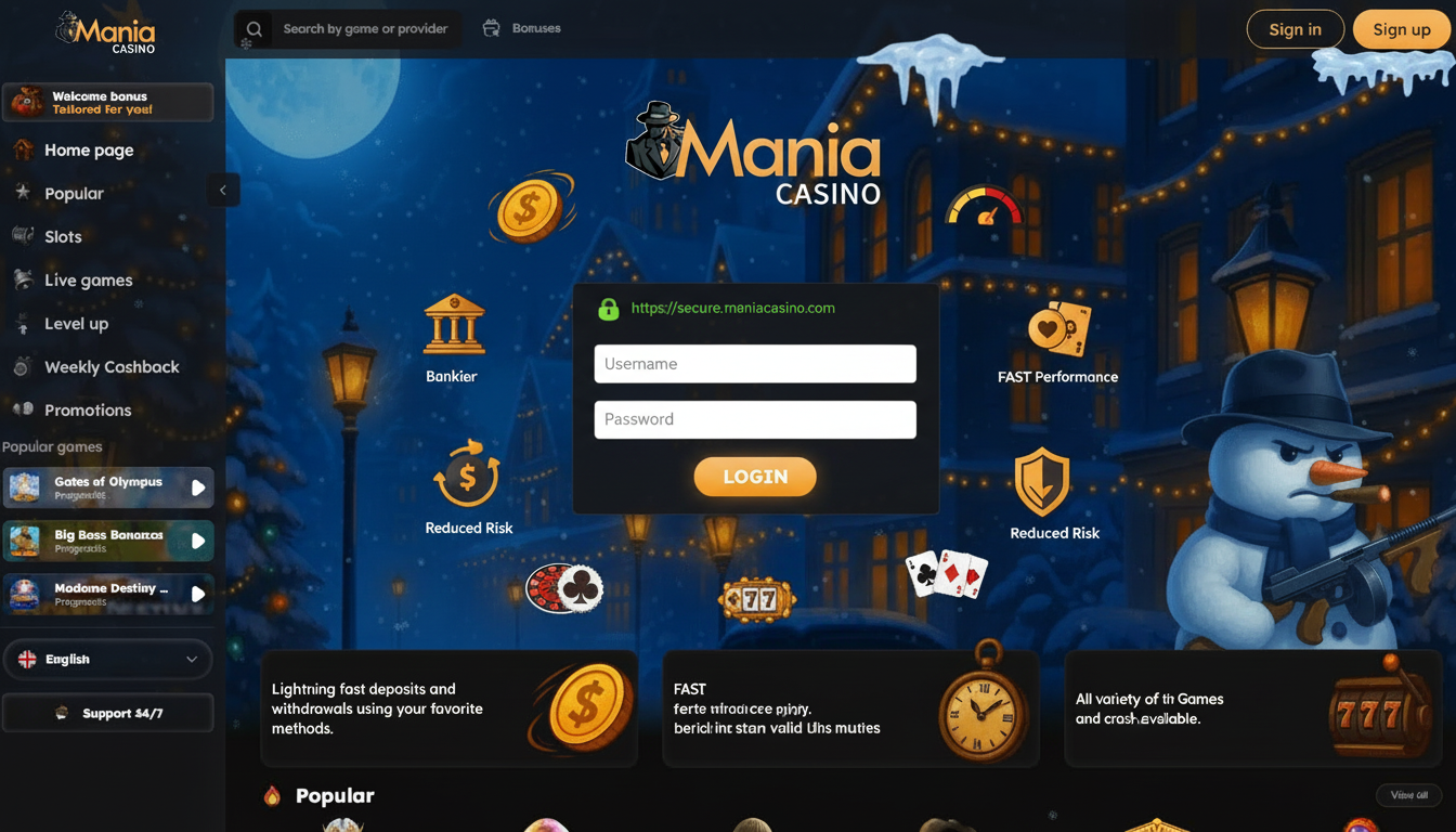 User logging in with visible secure connection and accessible game variety.
