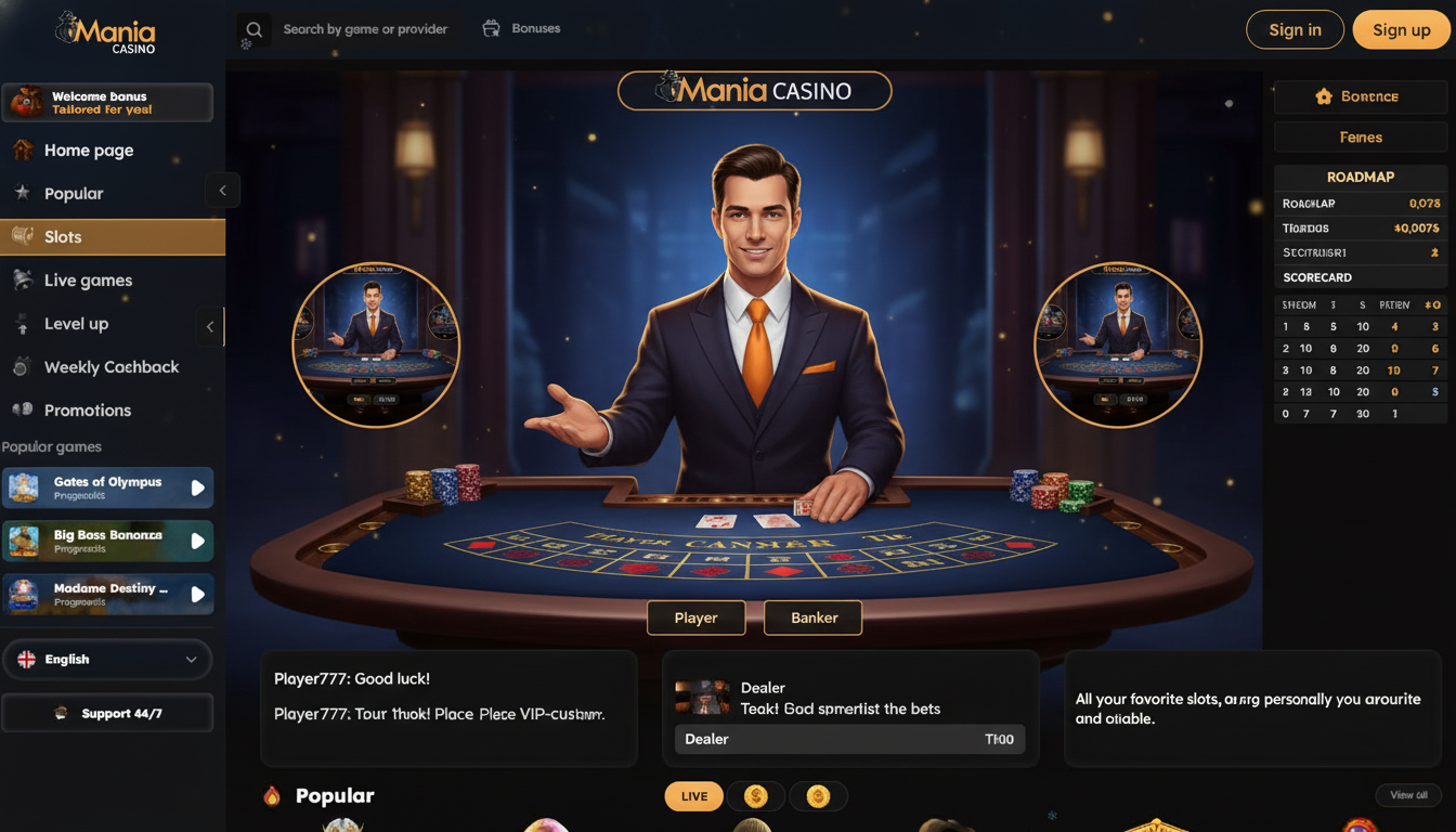 An immersive live casino table scene with high production value.