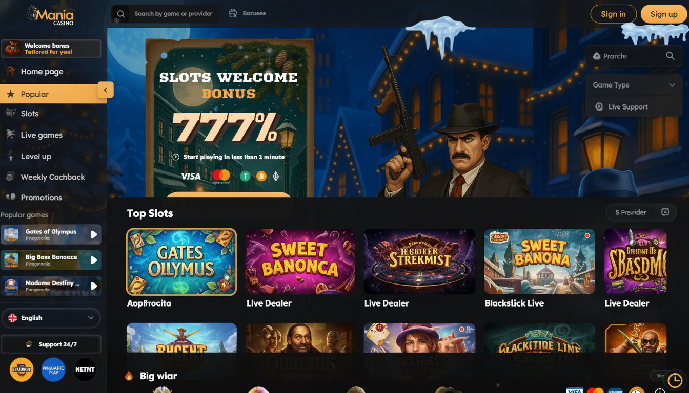 A display showcasing a wide variety of game studios and live table options.
